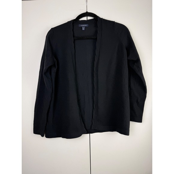 Lands End Womens Black Cardigan Sweater XS Knit Open Front Basic Casual - Picture 2 of 9